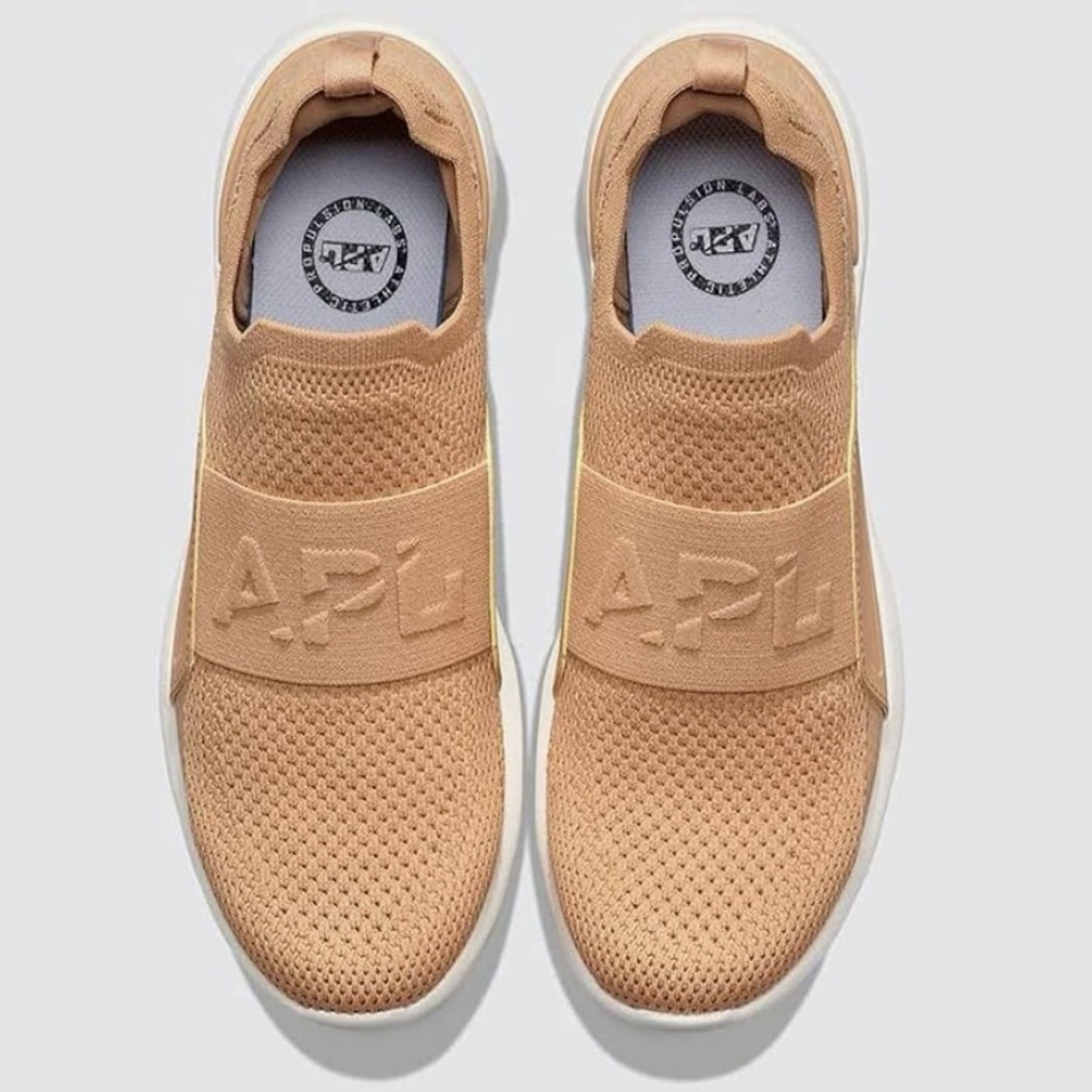 Apl Men's Techloom Bliss Running Shoe Lightweight Sneaker Tan White Size 12 New